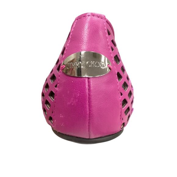 Jimmy Choo Flats Women’s SZ9 Perforated Leather Made In Italy Fuchsia Never Used - Picture 7 of 10